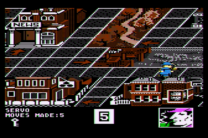 221 B Baker St. Atari 8-bit Screenshot: Moving along on the game board...