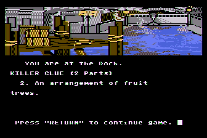 221 B Baker St. Atari 8-bit Screenshot: Here's a killer clue!