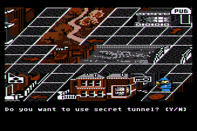 221 B Baker St. Atari 8-bit Screenshot: Use the secret tunnel?