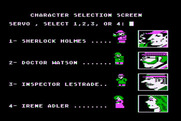 221 B Baker St. for Atari 8-bit - Character selection screen.