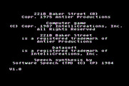 221 B Baker St. for Atari 8-bit - Copyright screen.