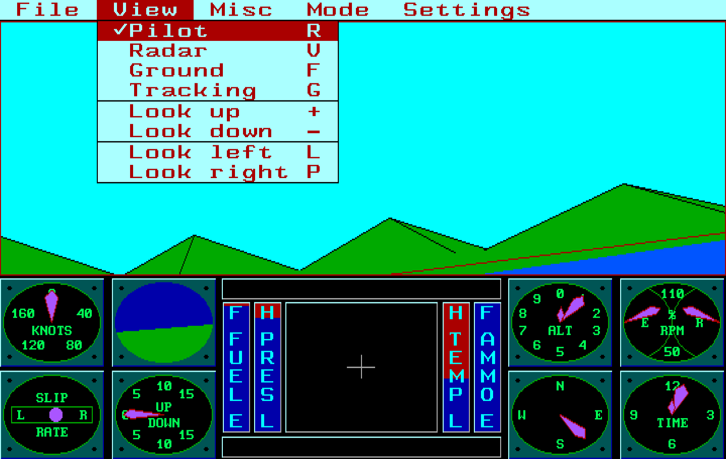 Sierra's 3-D Helicopter Simulator IBM PC/Compatibles Screenshot: You can select from several different views.