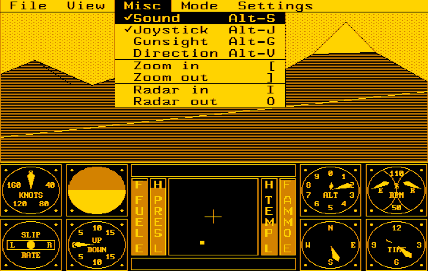Sierra's 3-D Helicopter Simulator IBM PC/Compatibles Screenshot: A few of the misc options.