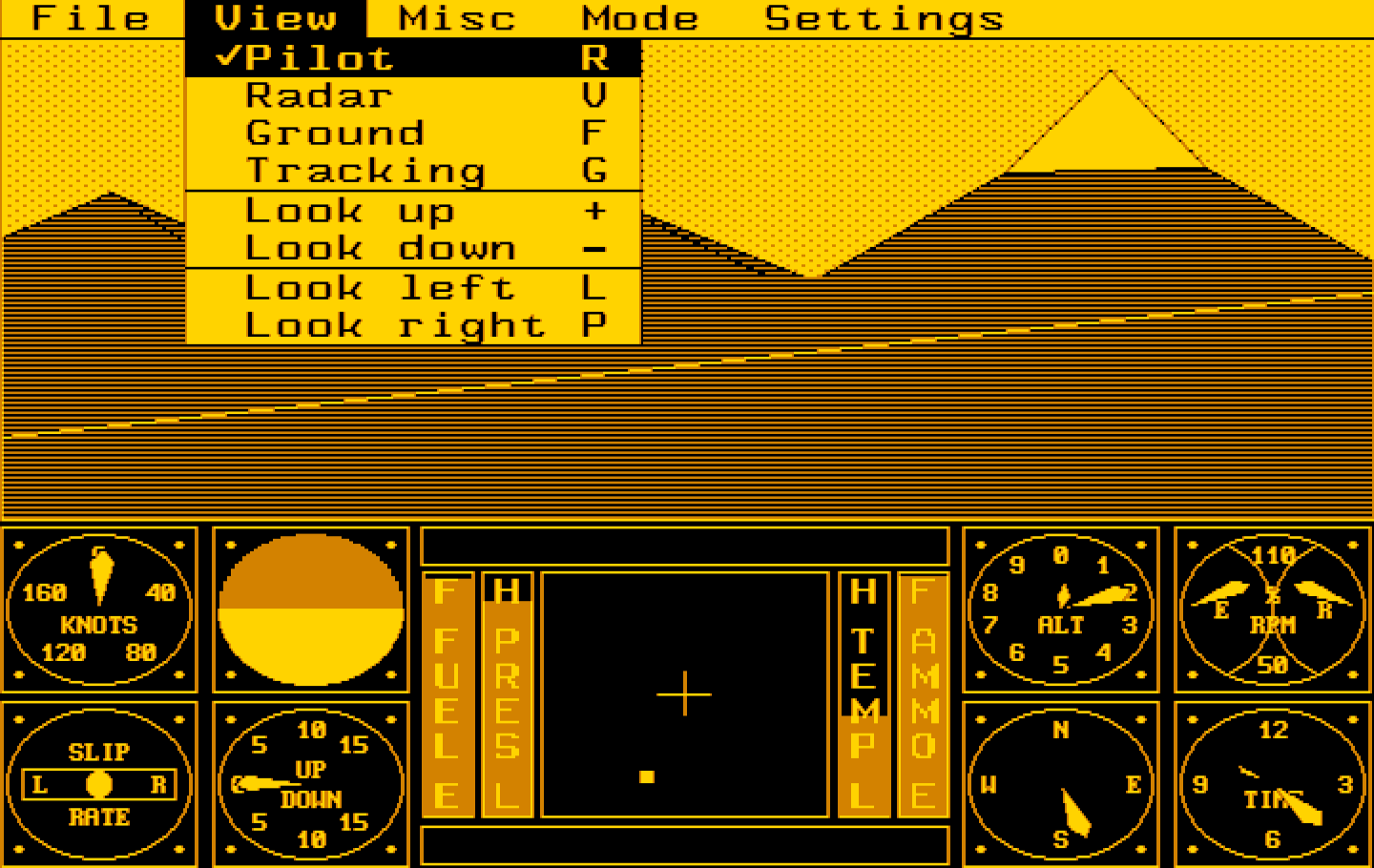 Sierra's 3-D Helicopter Simulator IBM PC/Compatibles Screenshot: The view menu.
