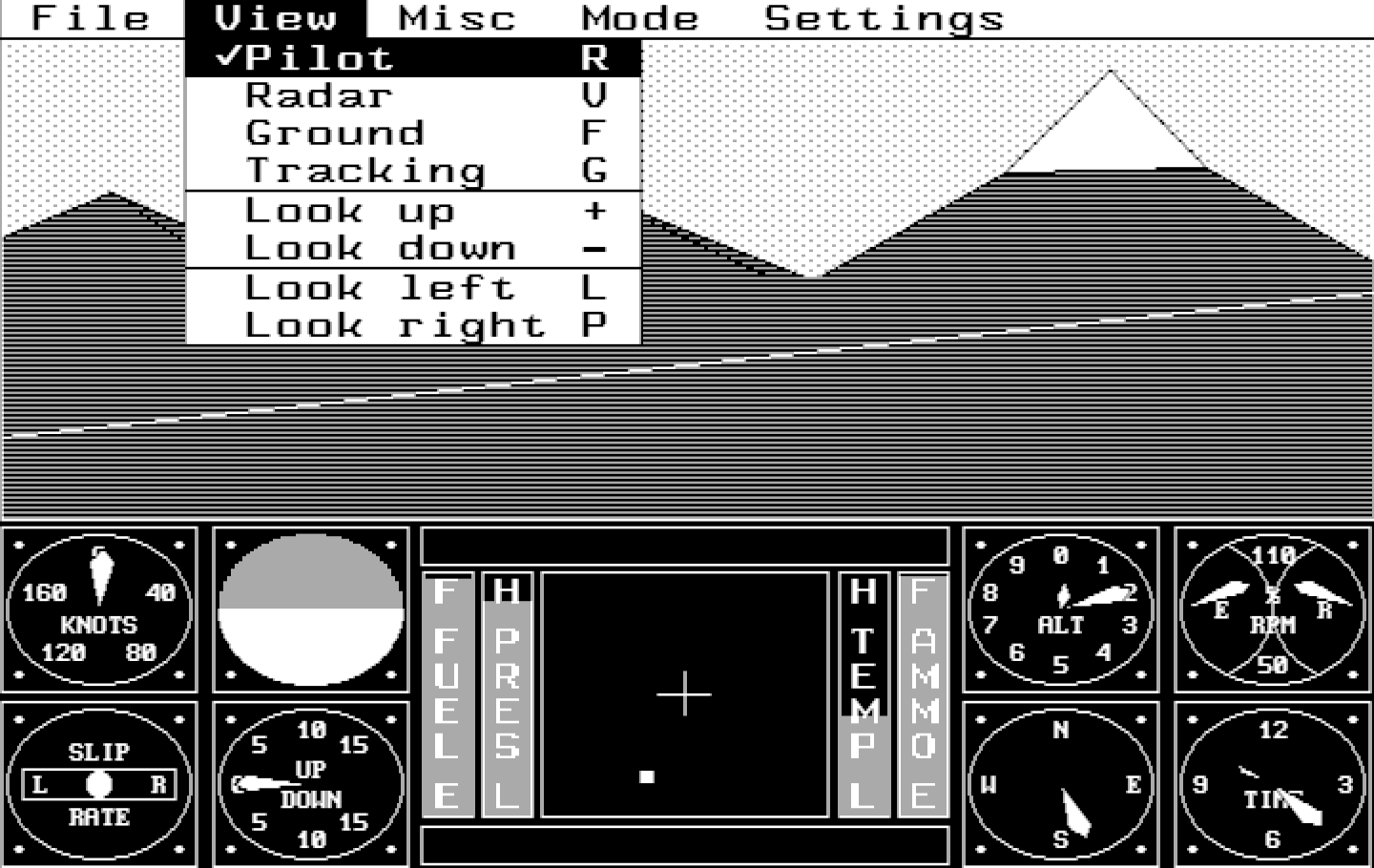 Sierra's 3-D Helicopter Simulator IBM PC/Compatibles Screenshot: The view menu.