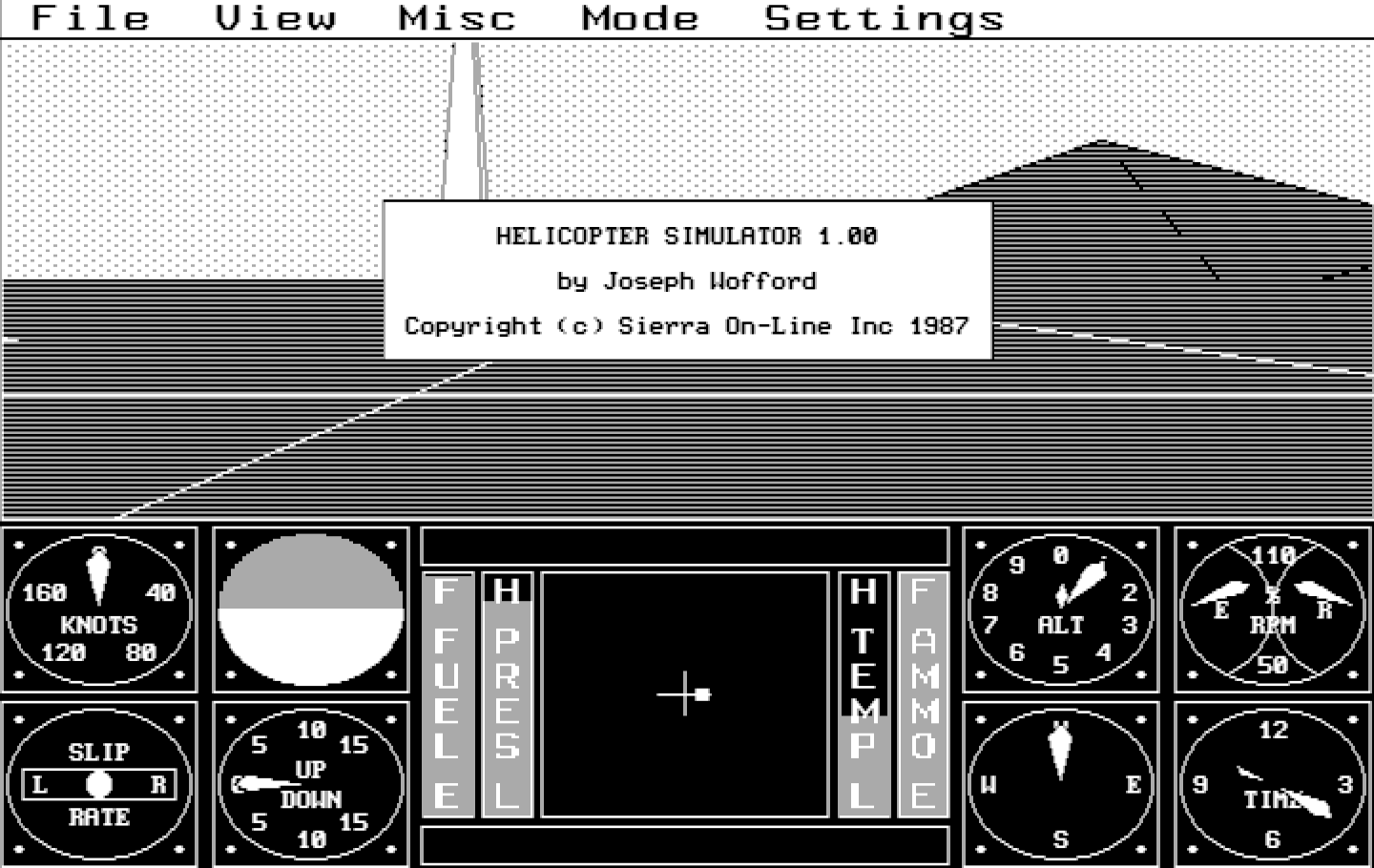 Sierra's 3-D Helicopter Simulator IBM PC/Compatibles Screenshot: Title screen.