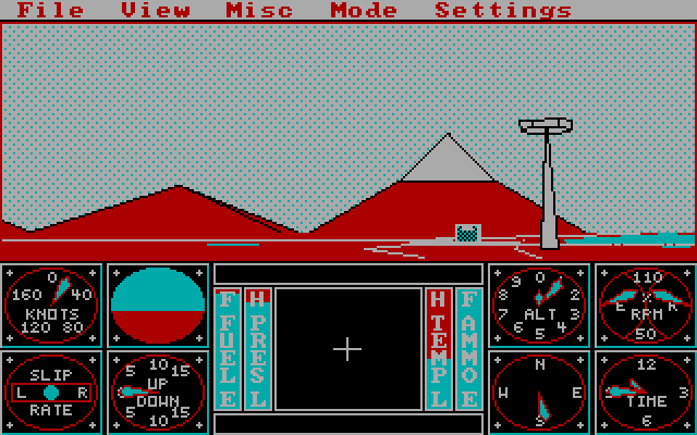 Sierra's 3-D Helicopter Simulator IBM PC/Compatibles Screenshot: There's the starting location straight ahead...