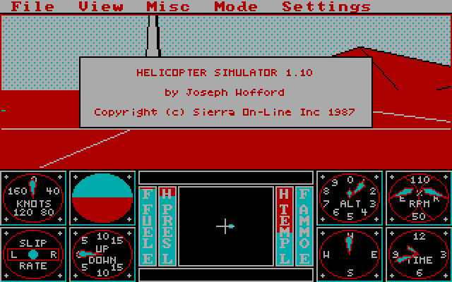 Sierra's 3-D Helicopter Simulator IBM PC/Compatibles Screenshot: Title screen.