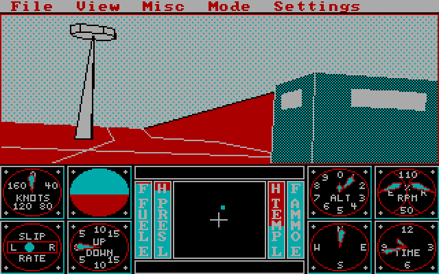 Sierra's 3-D Helicopter Simulator IBM PC/Compatibles Screenshot: Game start.