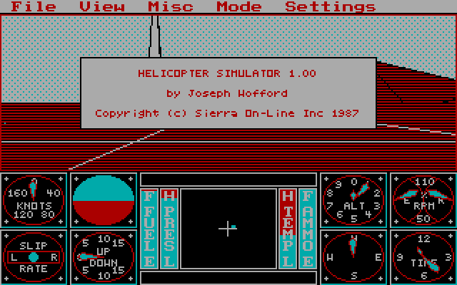 Sierra's 3-D Helicopter Simulator IBM PC/Compatibles Screenshot: Title screen.