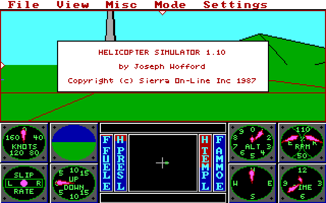 Sierra's 3-D Helicopter Simulator IBM PC/Compatibles Screenshot: Title screen.