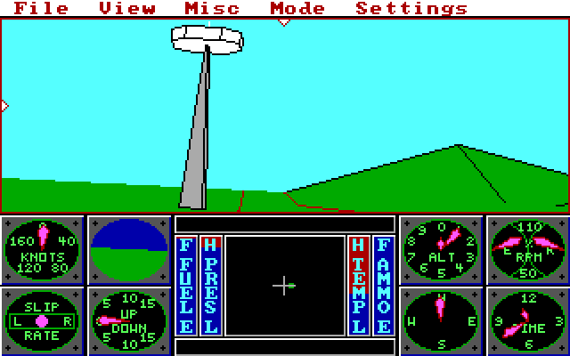 Sierra's 3-D Helicopter Simulator IBM PC/Compatibles Screenshot: Game start.
