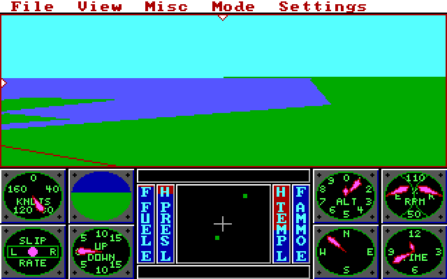 Sierra's 3-D Helicopter Simulator IBM PC/Compatibles Screenshot: Flying around a bit...