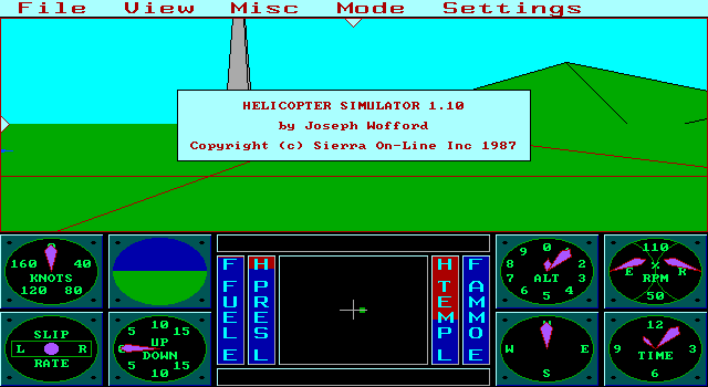 Sierra's 3-D Helicopter Simulator IBM PC/Compatibles Screenshot: Title screen.