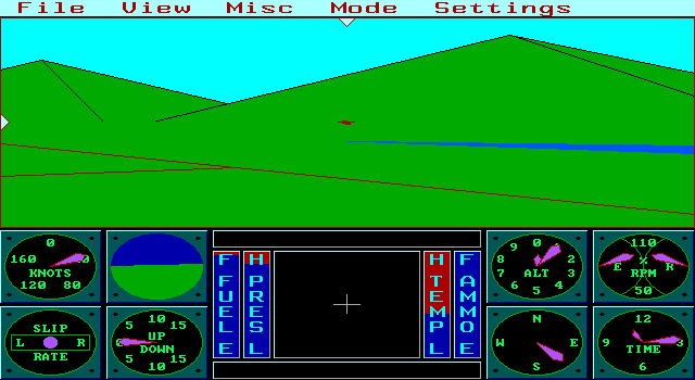 Sierra's 3-D Helicopter Simulator IBM PC/Compatibles Screenshot: Ground view; that's my helicopter in the distance!