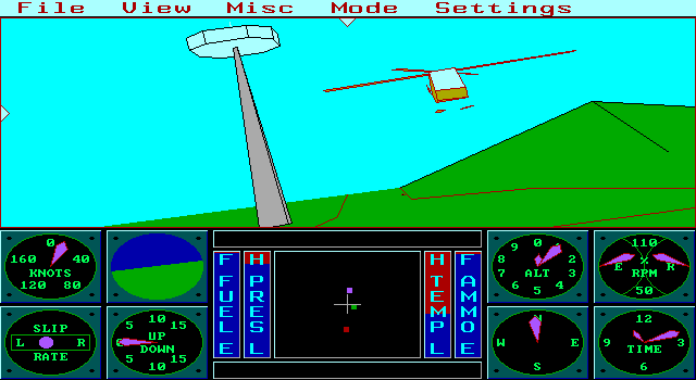 Sierra's 3-D Helicopter Simulator IBM PC/Compatibles Screenshot: Beginning combat mode.