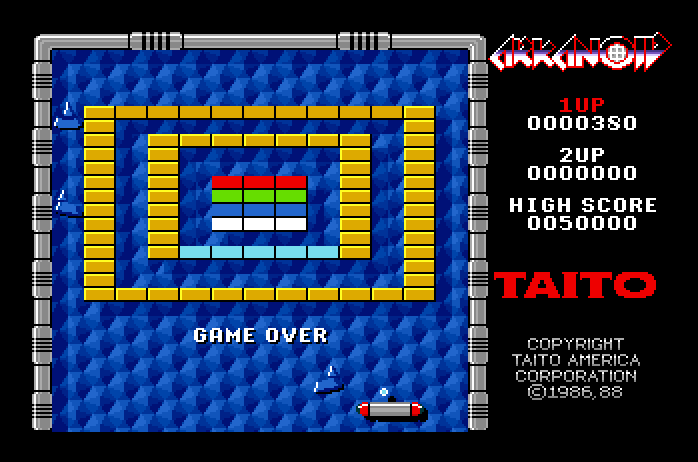 Arkanoid Apple IIgs Screenshot: Game demo mode.