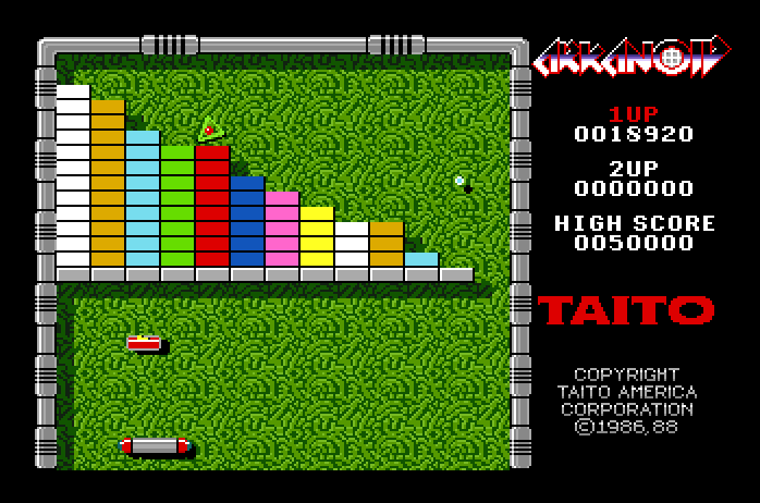 Arkanoid Apple IIgs Screenshot: Start of the second level.