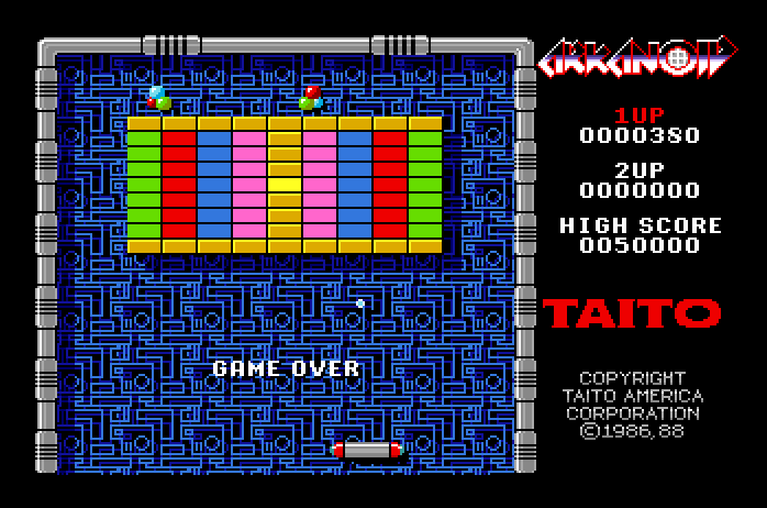 Arkanoid Apple IIgs Screenshot: Game demo mode.