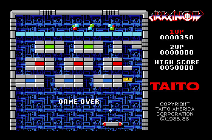 Arkanoid Apple IIgs Screenshot: Game demo mode.