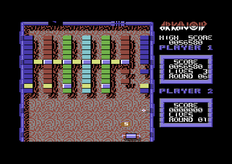 Arkanoid Commodore 64 Screenshot: Some bricks can't be destroyed...