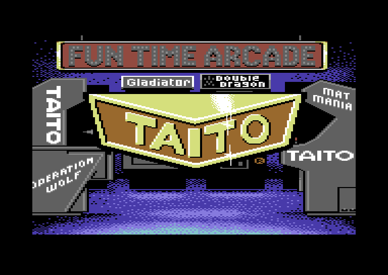 Arkanoid Commodore 64 Screenshot: Taito fun time arcade logo.