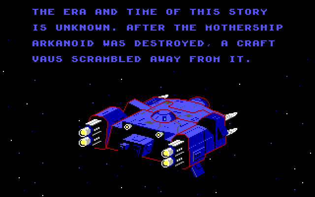 Arkanoid IBM PC/Compatibles Screenshot: The game introduction.