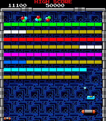 Arkanoid Arcade Screenshot: The gold bricks can't be destroyed...