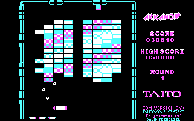 Arkanoid IBM PC/Compatibles Screenshot: The fourth level is compartively easy.