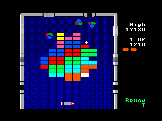 Arkanoid TRS-80 Color Computer Screenshot: Round 7 start.