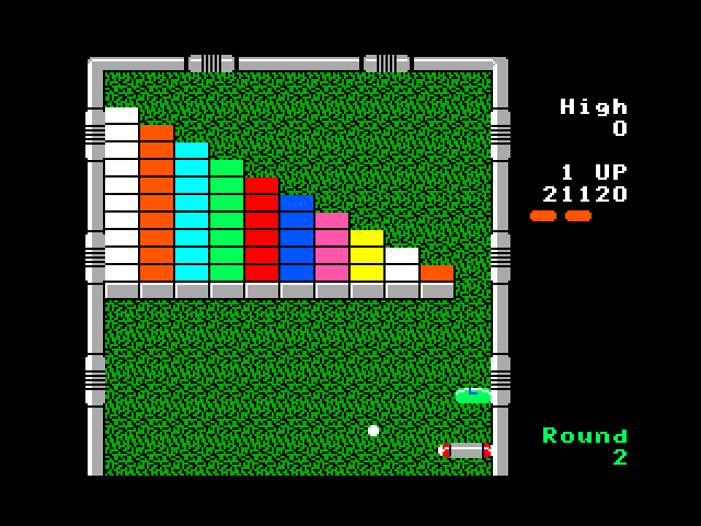 Arkanoid TRS-80 Color Computer Screenshot: Start of round 2.