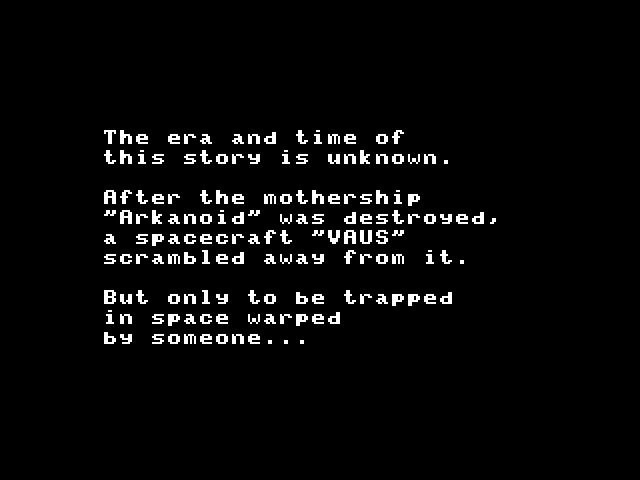 Arkanoid TRS-80 Color Computer Screenshot: The story so far...