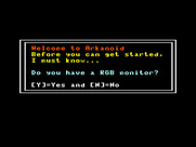 Arkanoid for TRS-80 Color Computer - Select monitor type.