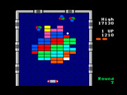 Arkanoid for TRS-80 Color Computer - Round 7 start.