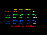 Arkanoid for TRS-80 Color Computer - Game options.
