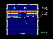 Arkanoid for TRS-80 Color Computer - The ball split into 3...