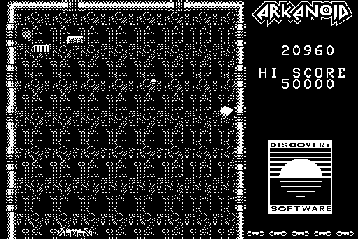 Arkanoid Macintosh Screenshot: Only 2 bricks left! Can I shoot them with the laser paddle?