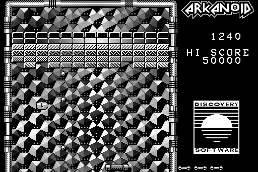 Arkanoid Macintosh Screenshot: Gameplay on the first level.