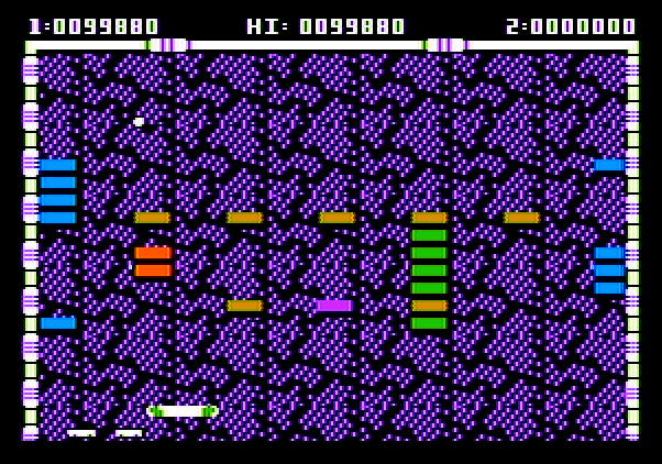 Arkanoid Apple II Screenshot: Only a few bricks to go!