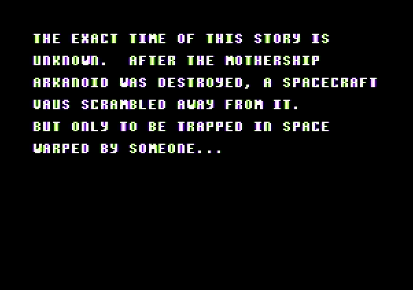 Arkanoid Apple II Screenshot: Game introduction.