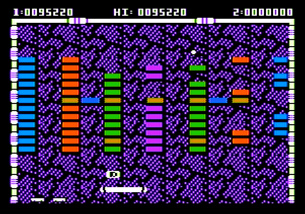 Arkanoid Apple II Screenshot: Gameplay on Round 6.