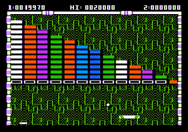 Arkanoid Apple II Screenshot: Start of Round 2.