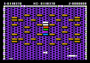 Arkanoid for Apple II - There's only a few bricks to hit, but the gold bricks get in the way.
