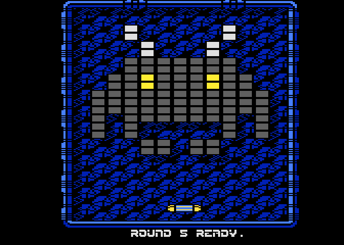 Arkanoid Atari 8-bit Screenshot: Round 5 ready...