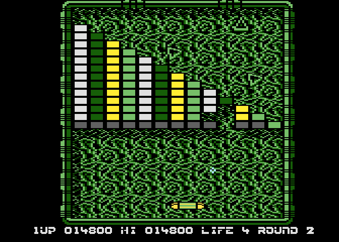 Arkanoid Atari 8-bit Screenshot: Start of Round 2.