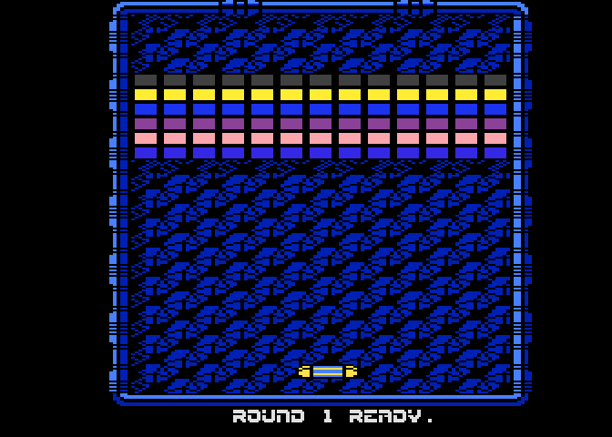 Arkanoid Atari 8-bit Screenshot: Are you ready for Round 1?