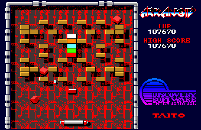 Arkanoid Amiga Screenshot: This round doesn't have a lot of bricks, but it's still a difficult round!
