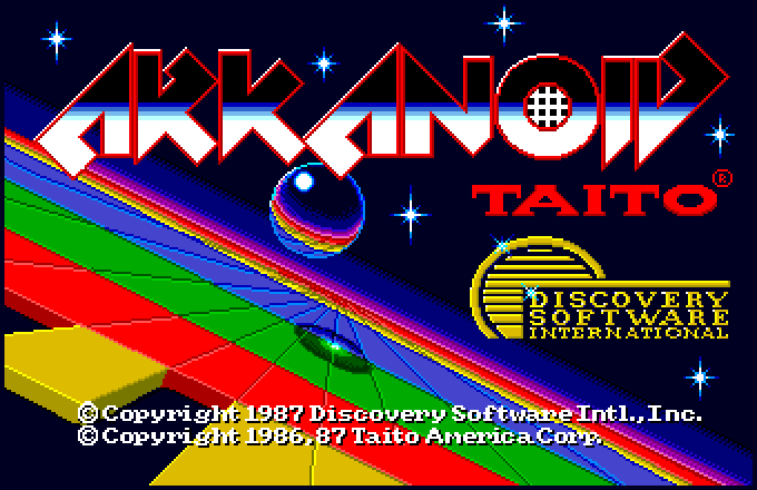 Arkanoid Amiga Screenshot: Title screen.