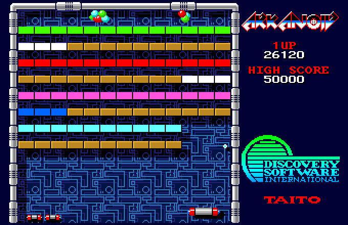 Arkanoid Amiga Screenshot: The gold bricks on round 3 can't be destroyed...