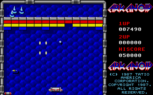 Arkanoid Atari ST Screenshot: Use the laser paddle to shoot bricks.